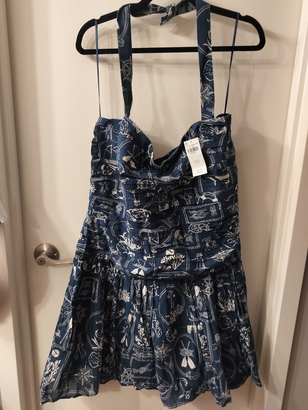 NWT Abercrombie & Fitch Navy and White Nautical Print Dropwaist Sundress